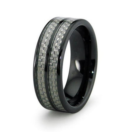 EWC R40004-095 Ceramic Ring with Carbon Fiber Inlay 8mm - Size 9. 5