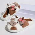 thumbnail image 4 of Amidoa Brown Womens Slippers Fuzzy House Funny Non Slip Warm Winter Animal Slippers Women Slides 38, 4 of 9