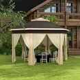 thumbnail image 4 of Barara King Gazebo, Outdoor Canopy Shelter,13' x 13' Pop Up Gazebo Hexagonal Canopy Shelter with 6 Zippered Mesh Netting, Beige, 4 of 11