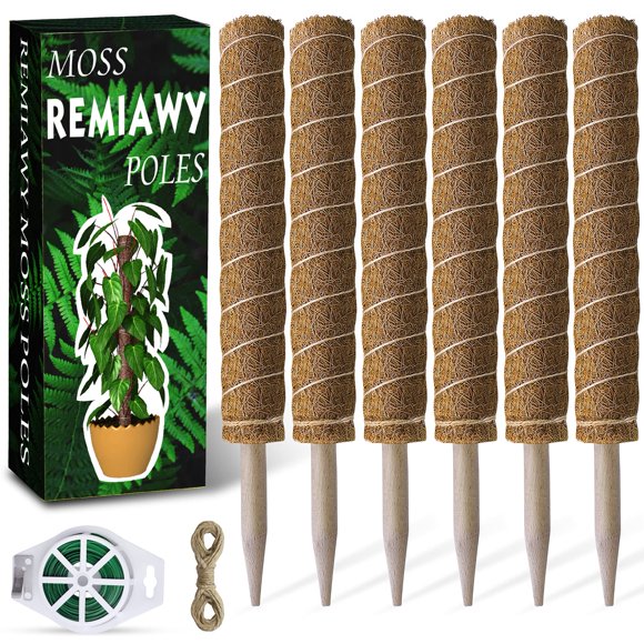 Moss Pole 68 Inch, 6 Pack Plant Moss Pole for Plants Monstera, 15.6 Inch Coir Totem Sticks for Climbing Support Extension Indoor S