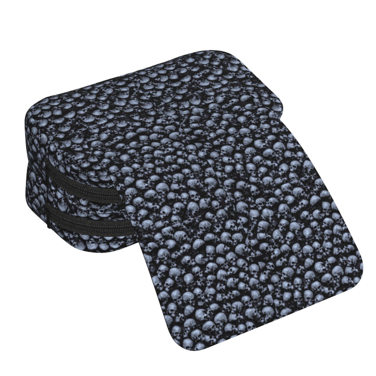 Rateoe Gothic Skull Pattern Double Clamshell Pen Case, Storage Organizer with Two Zipper Compartments– Holds Up to 50 Pencils & Pens