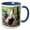 Blue/White, variant on 3drose, Rooster, Farm Animal, Dupilo, Montenegro - Eu47 Pka0045 - Per Karlsson, 11oz Two-tone Green Mug