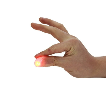 MilesMagic Set of 2 Magic Rubber Thumb Tip Light Up Flashing Close Up Real Finger Trick, RED