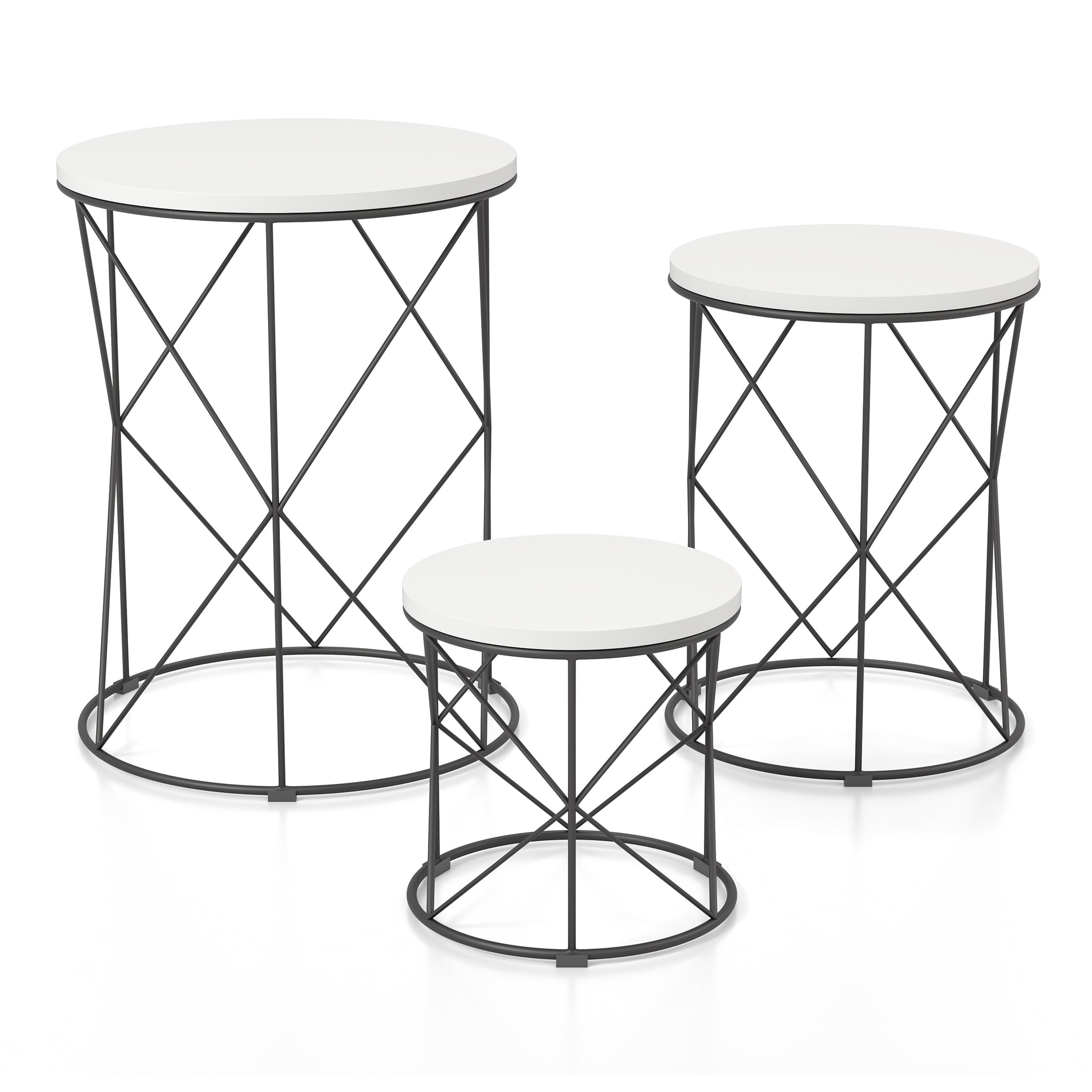 Furniture of America Melmar 3-Piece Nesting Tables, White