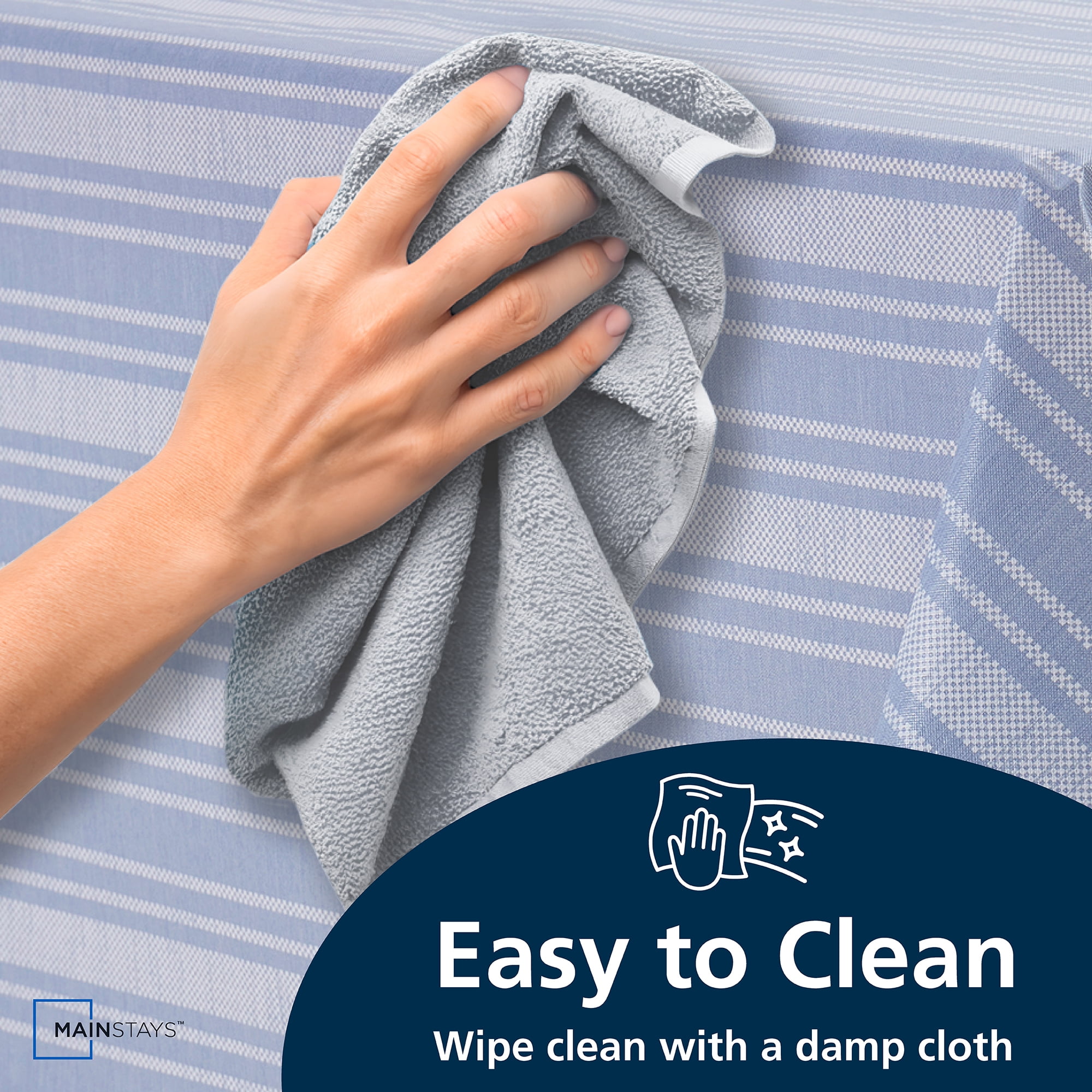 (2 pack) Mainstays Blue Striped PEVA Tablecloth 60" x 102" Rectangle