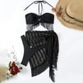 thumbnail image 3 of 3Pcs/Set Bathing Suit Push Up with Skirt Halter Quick Dry Backless Beach Wear Split Type Summer Sexy Tassel Bikini Set Swimming Pool Accessory, 3 of 8
