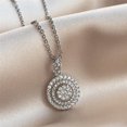 thumbnail image 3 of Women Necklace Layered Round Pendant Cubic Zirconia Neck Jewelry Daily Wear Gifting Lightweight Lady Clavicle Necklace, 3 of 8