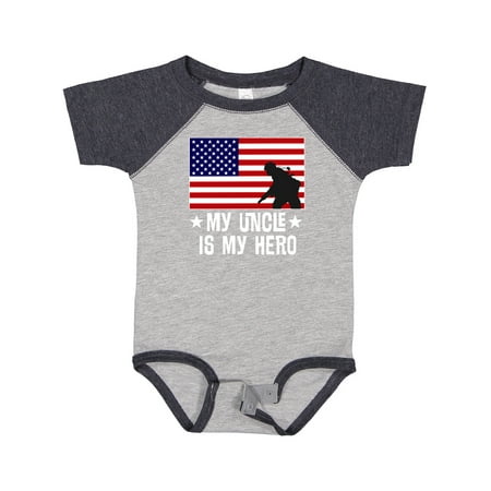 

Inktastic Military Uncle is My Hero US Flag Gift Baby Boy or Baby Girl Bodysuit