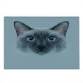 thumbnail image 2 of Animal Cutting Board, Portrait Image of Thai Siamese Cat with Retro Style Lettering Art, Decorative Tempered Glass Cutting and Serving Board, Large Size, White Sky Blue and Grey, by Ambesonne, 2 of 5