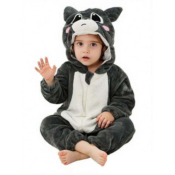 Baby Hooded Romper Unisex Toddler Animal Outfit Long Sleeve Bodysuit Winter Clothes Clothes 6-12 Months