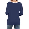 thumbnail image 4 of thefmos Women's Fall Winter Round Neck 3/4 Sleeve Solid Basic Casual Pullover Tops Tshirt Comfy Loose Fit Blouses for Women Cute Trendy Everyday Wear Business Work Clothes, Navy M, 4 of 7