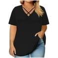 thumbnail image 2 of Plus Size Women's Loose Fit Cotton V-Neck T-Shirts Casual Short Sleeve Summer Basic Tops Available in L to 5XL, 2 of 7