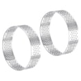 thumbnail image 1 of 2uds Inoxidable Acero Pastel Anillos para Hornear, Perforado Pastel Mousse Anillo Cocina Hornear Calor Resistente 2.7 Diámetro, 0.8 Altura, para Pastel Postre, Plata, 1 of 5