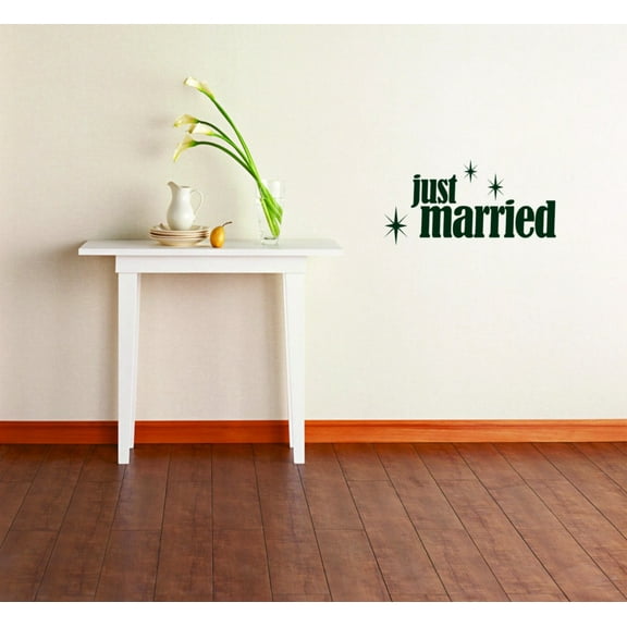 Do It Yourself Wall Decal Sticker Just Married ! Design 12x24"