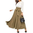thumbnail image 6 of Nlife Women High Waist Maxi Skirt Tie Front A-Line Pleated Flowy Elegant Long Skirts with Zipper, 6 of 6