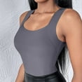 thumbnail image 6 of Fnooota Womens Tank Tops with Built in Bras, Stretch Slim Fit Summer Square Neck Workout Tops Gray Size S, 6 of 7