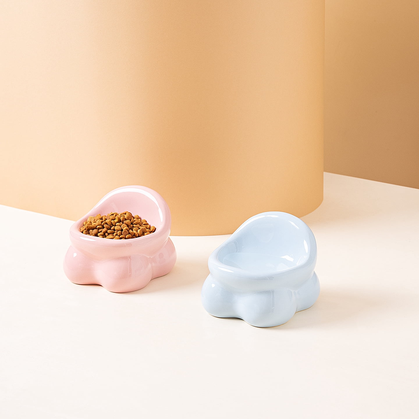 Elevated Ceramic Pet Bowl, Spine Friendly Raised Feeding Bowl, Stylish Food Basin for Cats and Dogs