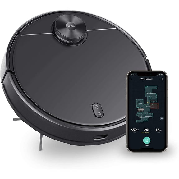 Open Box Wyze Robot Vacuum with LiDAR Room Mapping, 2,100Pa Strong Suction, Wi-Fi Connected Robotic Vacuum & Self-Charging