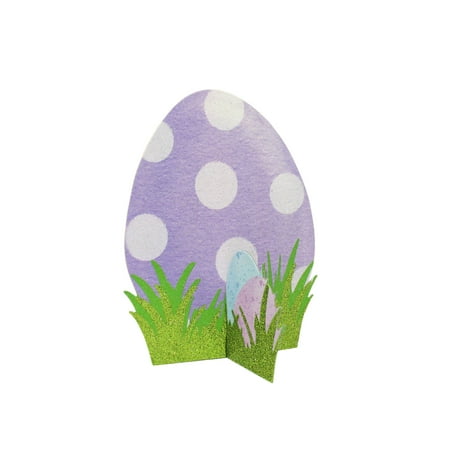 7X9.3 INCH PURPLE POLKA DOT EASTER EGG TABLE DECORATION