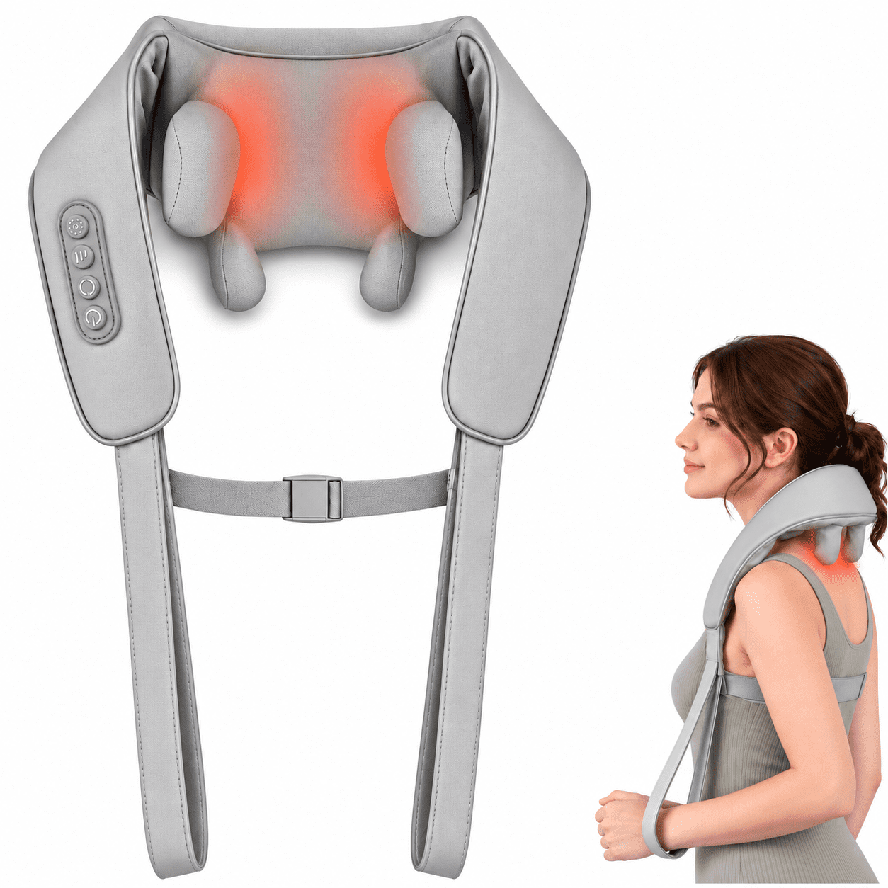 Neck Massager with Heat, 6D Cordless Shiatsu Neck and Back Massager for Pain Relief, Electric Deep Tissue Kneading Massage for Shoulder, Leg and Body