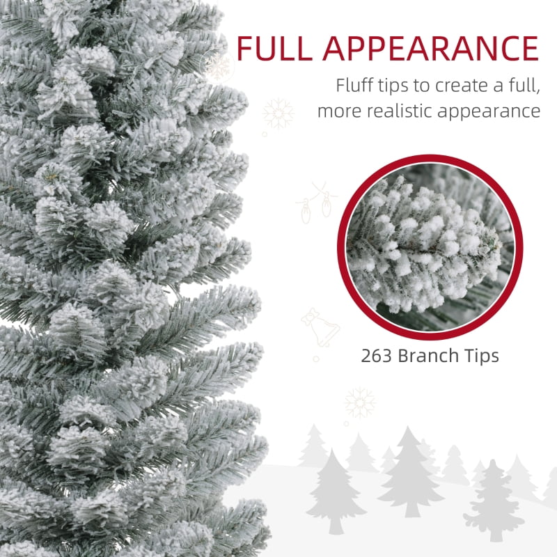Alvantor Christmas Tree Pre-Lit Flocked with 500 LED Lights 51.2"x51.2"x90" 7.5ft Green
