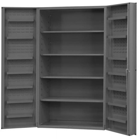 Durham 14 Gauge Lockable Shelf Cabinet with 4 Adjustable Shelf & 14 Door Shelves - Gray - 48 x 24 x 72 in.