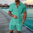 thumbnail image 5 of aDJFDGT Linen Sets for Men 2 Piece Summer Men's Suit Two Suits Men's Solid Color Shirt and Shorts Zipper Access Top XXXL, 5 of 5