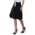 thumbnail image 4 of INSPIRE CHIC Women's Solid Flare Skirt High Waist Casual Work A-Line Midi Skirt 2XL Black, 4 of 5