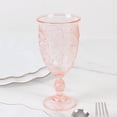 thumbnail image 3 of Efavormart 24-Pack Plastic Vintage Goblets – 10oz Transparent Blush Retro Embossed Wine Glasses, Elegant Water & Juice Cups - 7" Tall, 3 of 4