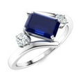 thumbnail image 2 of Bypass Side Stone 6X4 MM Radiant Cut Blue Sapphire Valentines Day Gifts 925 Sterling Silver Ring, 2 of 3