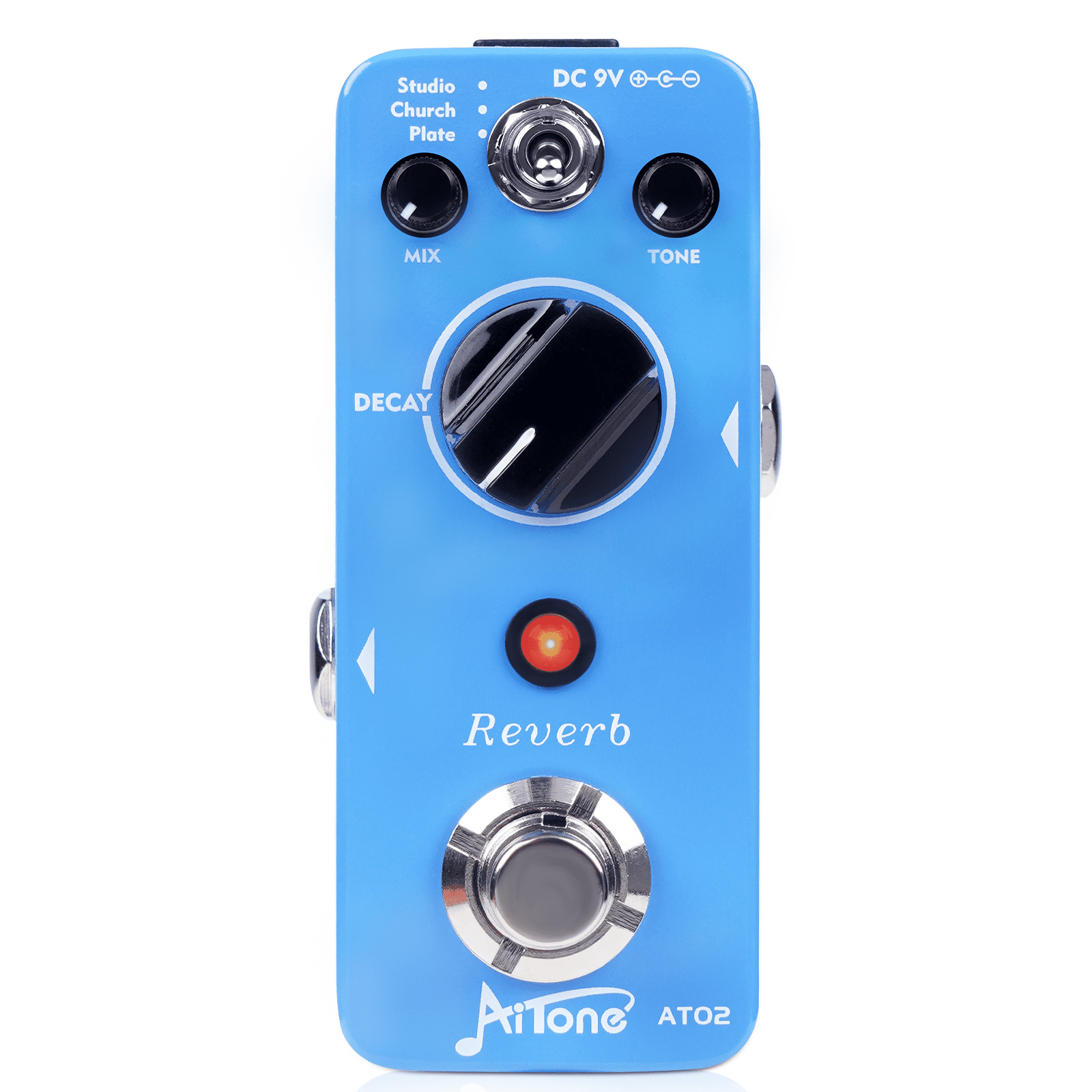 AITONE Reverb Pedal with Hall Spring Plate Room Reverb, True Bypass Full Metal Shell