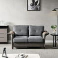 thumbnail image 4 of Direct Wicker Linen Fabric Faux Leather Sofa with Two Removable Storage Boxes Dark Grey - Loveseat, 4 of 5
