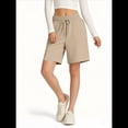 thumbnail image 4 of Pantalones Cortos Holgados con Bolsillos para Mujer, Hasta la Rodilla, para Yoga, Caminar, Hacer Ejercicio, Informales Caqui S, 4 of 7