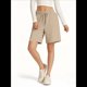 thumbnail image 4 of Pantalones Cortos Holgados con Bolsillos para Mujer, Hasta la Rodilla, para Yoga, Caminar, Hacer Ejercicio, Informales Caqui S, 4 of 7