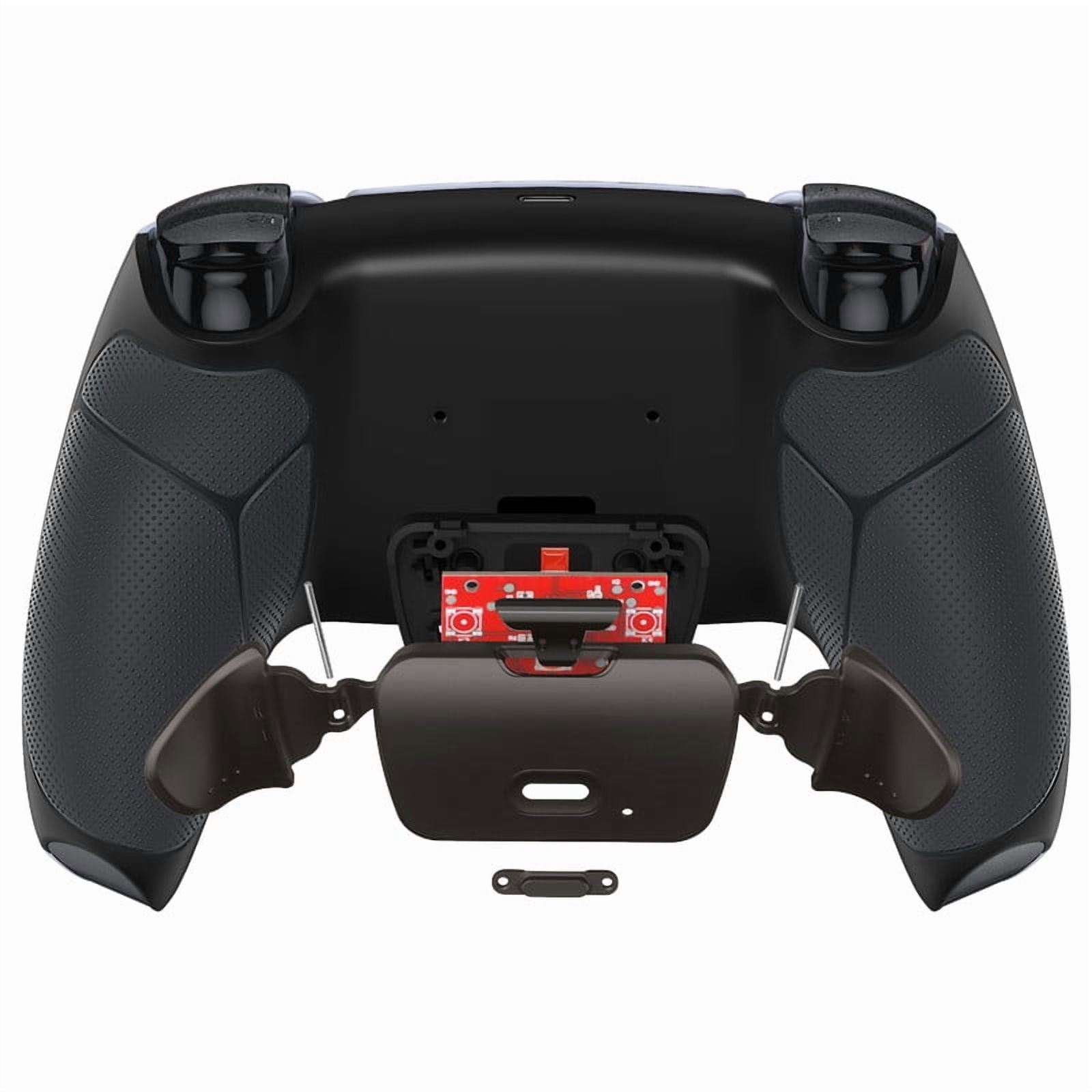 eXtremeRate Black Real Metal Buttons RMB RISE V3 Remap Kit for PS5 Controller BDM-030 040 050, Rubberized Grip Bottom Shell Upgraded Programable Back Buttons Set for PS5 Controller - NO Controller