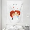 thumbnail image 1 of Kissing Tapestry, Cartoon Illustrated Valentine Romance Themed Couple Print and Heart Shapes, Wall Hanging for Bedroom Living Room Dorm Decor, 60W X 80L Inches, White Multicolor, by Ambesonne, 1 of 2