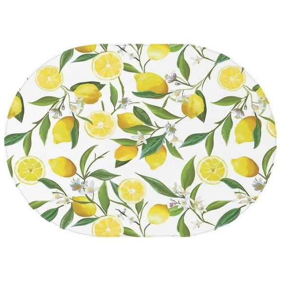 Oval Waterproof Tablecloth Lemon Reusable Indoor/Outdoor Durable Table Cover 60 Inch X 84 Inch