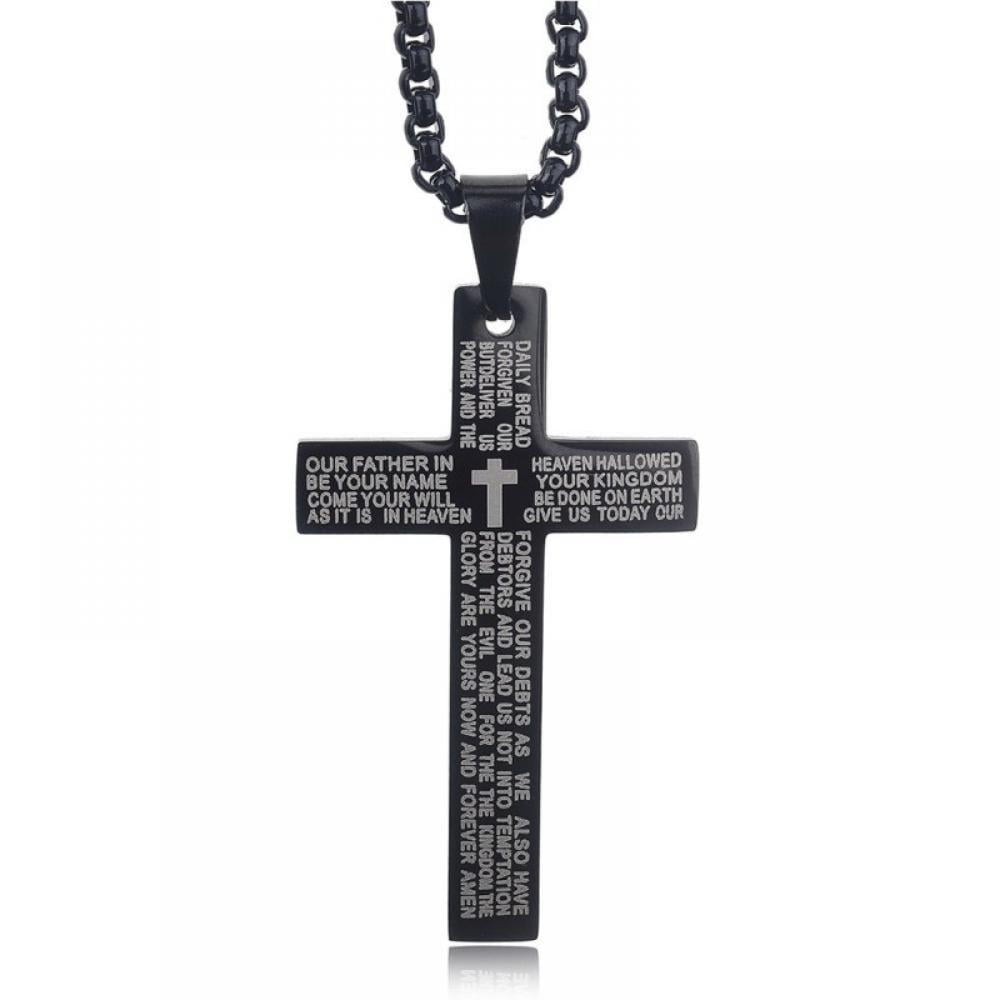 Personalized Jewelry Cross Necklace for Men Boys, Stainless Steel