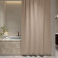 thumbnail image 4 of Cortina de baño Gaon de tela lavable gris con ojillos de aluminio y ganchos, 4 of 5