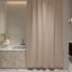 thumbnail image 4 of Cortina de baño Gaon de tela lavable gris con ojillos de aluminio y ganchos, 4 of 5