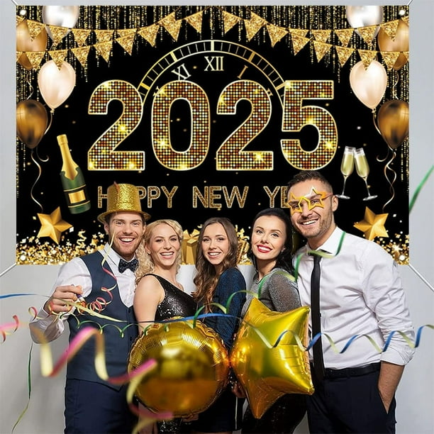 Fondo de feliz año nuevo Fondo dorado para fiesta de Nochevieja Saludos al año nuevo Banner de vacaciones de Hello 2025 Fiesta de bienvenida 2025