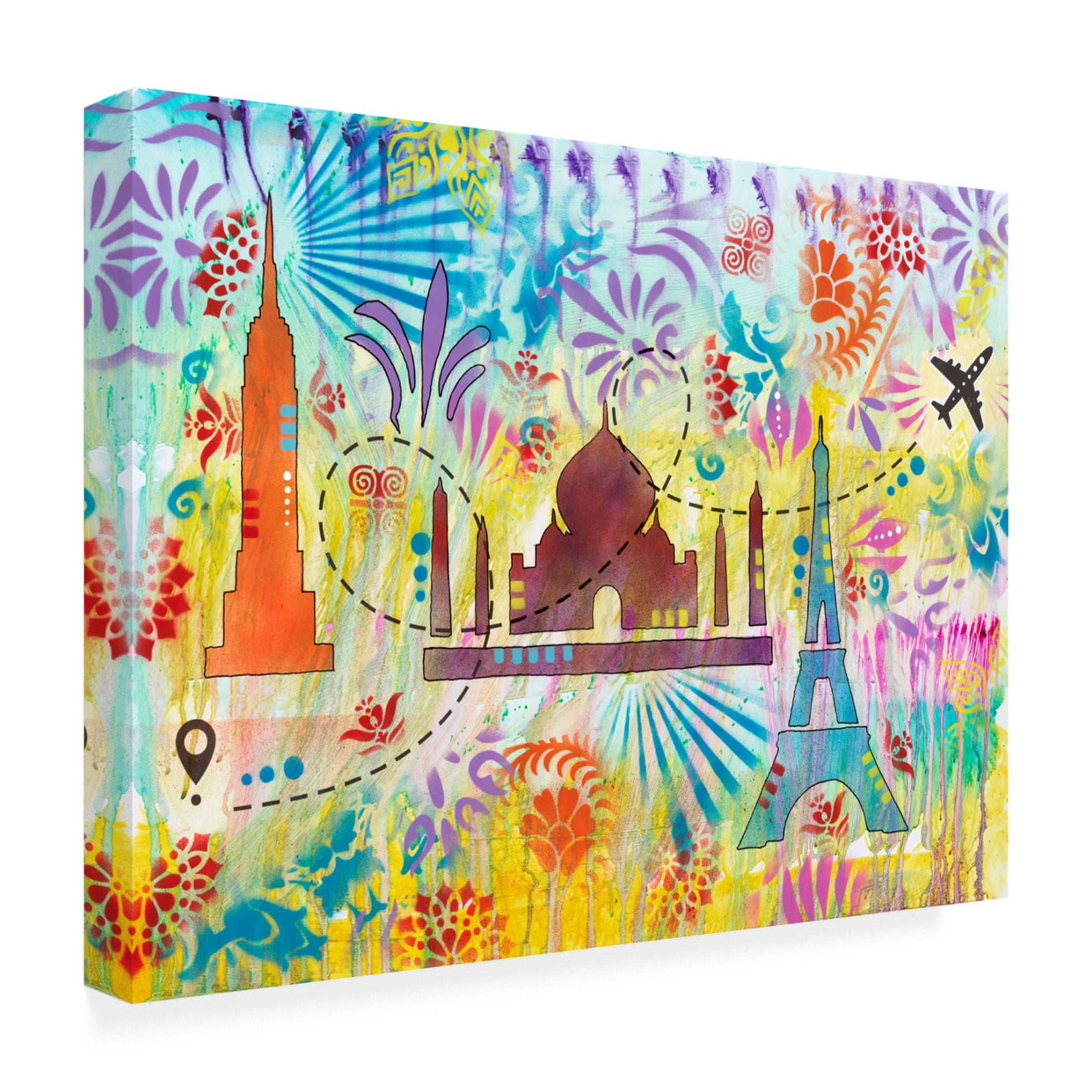 Canvas Wall Art - Dean Russo- Exclusive 'World Landmarks' Wall Art for Living Room, Bedroom, or Office Décor by Trademark Fine Art - 24 x 18 Inches