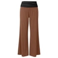 thumbnail image 5 of TGPMGRZ Foldover Yoga Pants Women Y2K High Waist Wide Leg Workout Lounge Flare Leggings Comfort Flowy Palazzo Bell Bottoms Brown, Size S, 5 of 5