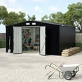 thumbnail image 1 of Yiwa 8' x 10' Waterproof Metal Shed, Outdoor Tool Storage with Metal Base & Locking Doors for Backyard/Patio, 1 of 8