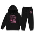thumbnail image 4 of FASHOFT Girls 2 Piece Outfits Sweatsuit Kids Bow Graphic Hoodies Sweatshirt and Sweatpants Set with Pockets Valentines Day Tracksuit Black, 4 of 4