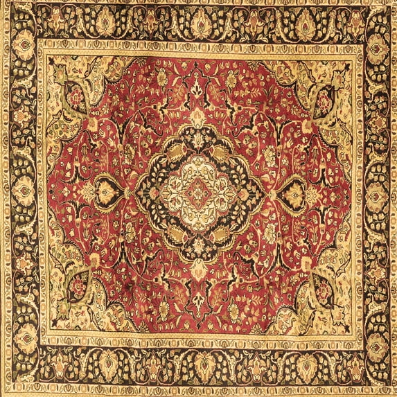 Ahgly Company Indoor Square Medallion Brown Traditional Area Rugs, 7' Square