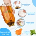 thumbnail image 5 of Syntic 32 oz Reusable Glass Milk Bottles with Silicone Dispenser Cap, 3 Pack Glass Jars with Airtight Screw Lid, Leak Proof Juice Bottles with Scale Mark Breastmilk Storage Container for Fridge, 5 of 8