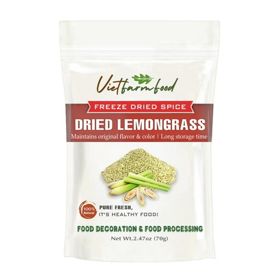 DRIED LEMONGRASS 2.47 Oz (70g) VIETFARMFOOD: Pure, natural freeze-dried spice made from real vegetables and fruits - perfect for enhancing every meal, from cooking, baking, salads, soups, sauces