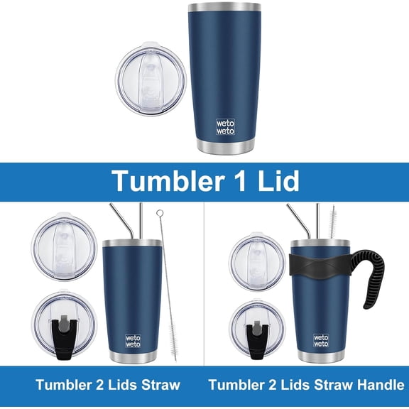 20 oz Stainless Steel Vacuum Insulated Travel Tumbler with Lid Double Wall Powder Coated Thermal Cup Navy Blue