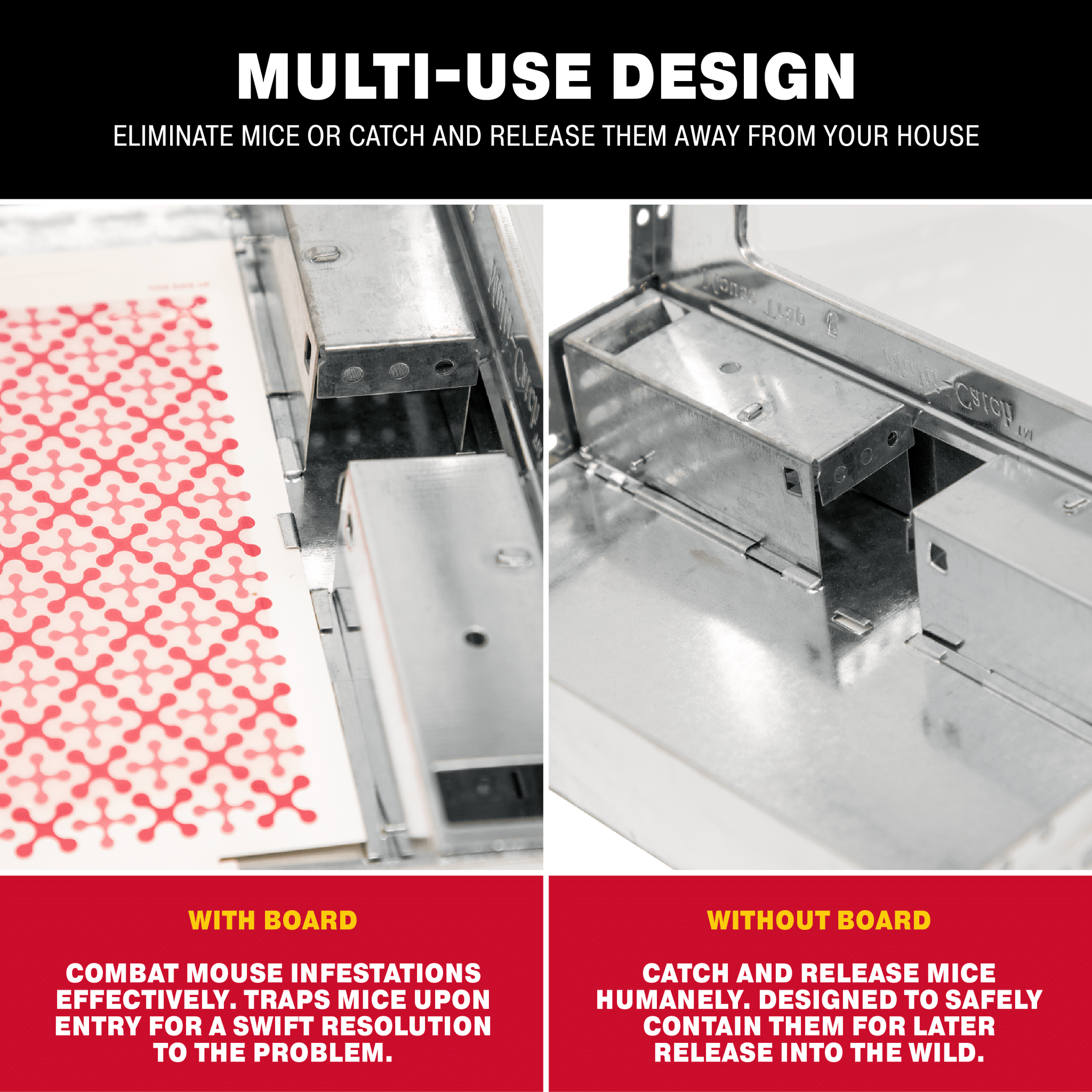 Catchmaster Reusable Solid Pro Series Multi-Catch Mouse Trap - Free Glue Board Included